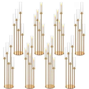 Imagem de Peças centrais de candelabro MEISHAONV Gold, conjunto de 8 braços