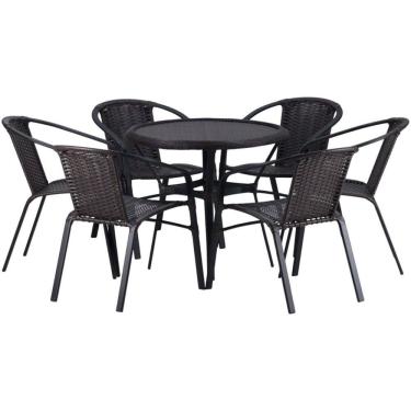 Imagem de Kit 6 Cadeiras Alumínio e Mesa Tampo Varanda Jardim Piscina Jardim Trama