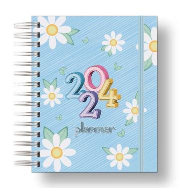 Imagem de Planner Uau 2024 Azul Flores  Para palnejamento Anual, Organização Diaria.