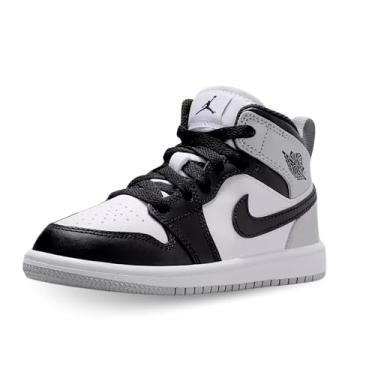 Imagem de Tênis infantil Jordan 1 Mid (branco/cinza fumê claro), Branco/cinza fumê claro/preto, 12 Little Kid