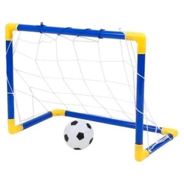 Imagem de Trave De Gol Infantil DM Toys Com Bola Futebol 79x50cm Diversão Esport