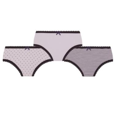 Imagem de Calcinha Lobinha Infantil Estampada 18102-089 C/3, Branco, Branco, Pre