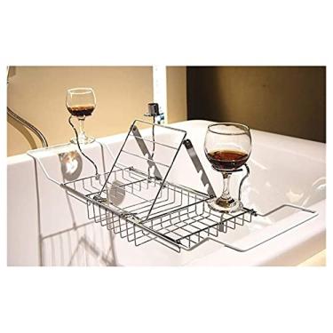 Imagem de Cobertura de banheira prateleira para banheira prateleira telescópica multifuncional moldura de leitura prateleira para lanches para casa de banho prateleira para brinquedos para banheira cobertura de