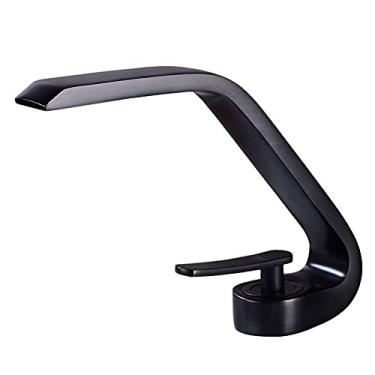 Imagem de Torneira de banheiro, torneiras misturadoras de pia de cozinha torneira de lavatório montada em deck, torneira de pia preta, torneira de água simples de orifício único, torneira quente e fria de