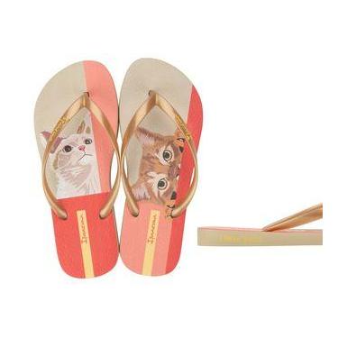 Imagem de Sandália Chinelo Love Pets Ipanema Cachorro e Gato, Dourado, 35