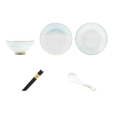 Imagem de Pratos de tinta de cerâmica resistente a altas temperaturas com personalidade doméstica requintada - conjunto de 16 peças para 4 pessoas [Lite]