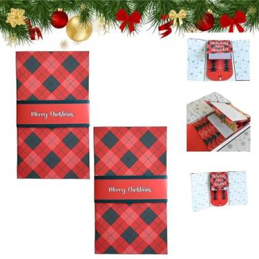 Imagem de Livreto de vale-presente de Natal feito à mão, com 5 painéis suspensos - Cartão de Natal interativo exclusivo e suporte para amigos da família