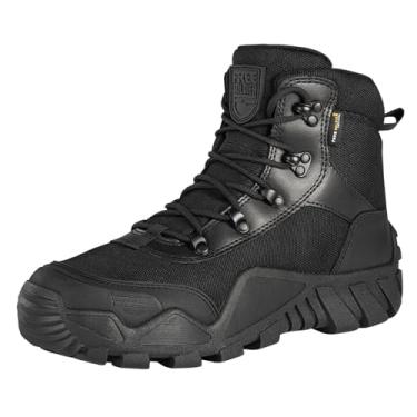 Imagem de FREE SOLDIER Botas de caminhada masculinas impermeáveis botas táticas de trabalho ao ar livre botas militares leves (preta, EUA 11W)