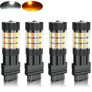 Imagem de Lâmpadas LED de seta 3157 Switchback para Chevy Silverado/GMC Sierra 1500 2500 2001-2013, 3057 4057 luzes de estacionamento, 300% de brilho, cor dupla 6000K branco/3000K âmbar, Plug and Play