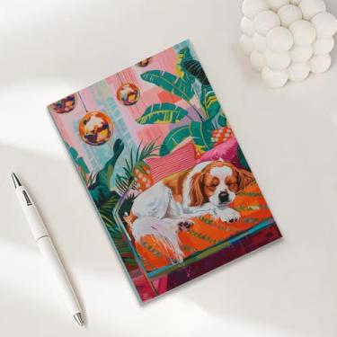 Imagem de Cadernos de retrato de cachorro com flores em aquarela para trabalho, caderno de composição A5, caderno pautado para faculdade, agenda de viagem forrada para escrever anotações, presentes para amantes