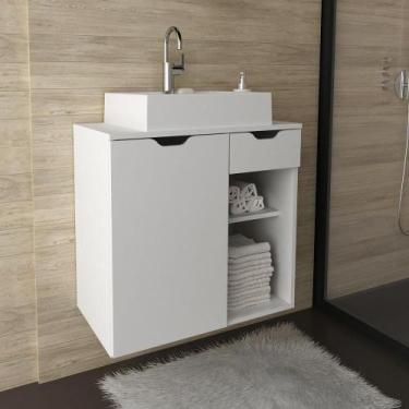Imagem de Gabinete Banheiro 1 Porta 1 Gaveta 60Cm Cr10085 Branco - MULTIMOVEIS