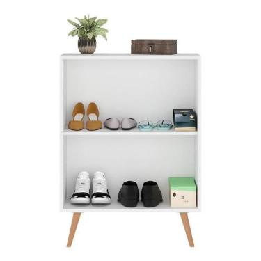 Imagem de Sapateira 2 Portas Retrô Com Espelho Nina Branca/natural - MULTIMOVEIS