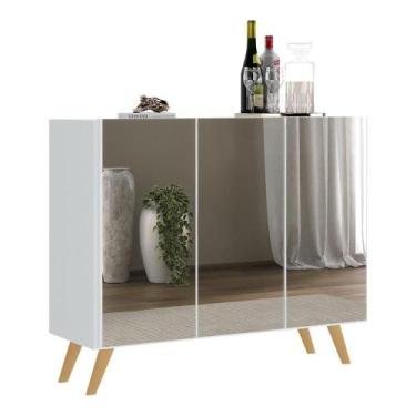 Imagem de Aparador Buffet 2 Portas Retrô Vegas V3613 Branco/Natural - VS DECOR