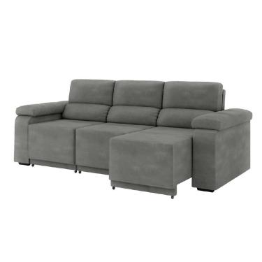 Imagem de Sofá Retrátil Desmontável Suede 2,10m 3 Lugares Fox Cinza Cinza
