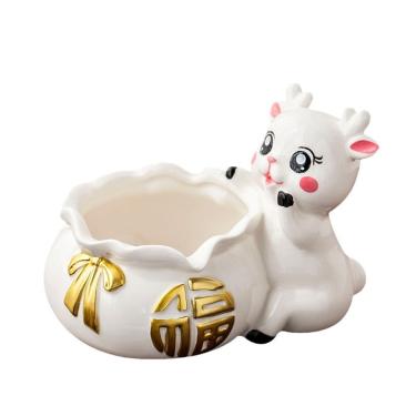 Imagem de Cinzeiro de cerâmica com design fofo de veado para fumantes 15x10,5 x 10,5 cm