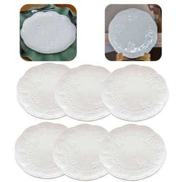 Imagem de Jogo 6 Pratos Rasos De Porcelana Florido Borboletas 27cm Branco New Bo
