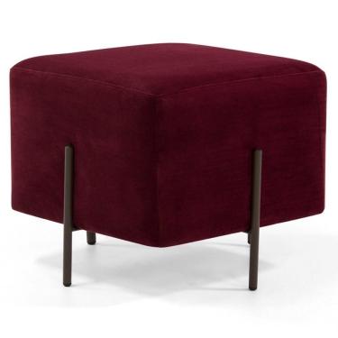Imagem de Puff Decorativo 45cm Base Aço Status C-278 Veludo Marsala - Domi
