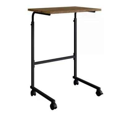 Imagem de Mesa De Apoio Lateral Para Notebook Com Rodizios Preto Noce Oro Pp Milani Store Preto Noce Oro
