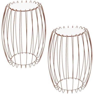 Imagem de Kit Mesa Apoio Lateral 43 Cm Tampo Vidro Branco Base Metal Cobre Nacc Branco Cobre