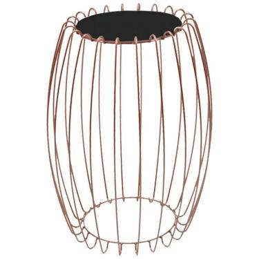 Imagem de Mesa Apoio Lateral 43 Cm Tampo Vidro Preto Base Metal Cobre Nacc Preto Cobre