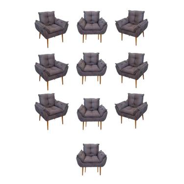 Imagem de Kit 10 Poltronas Opala Sala Quarto Recepção Salão Suede Cor:cinza