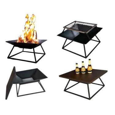 Imagem de Lareira Externa 60cm Churrasqueira Mesa de Apoio Jardim Portátil - Laz