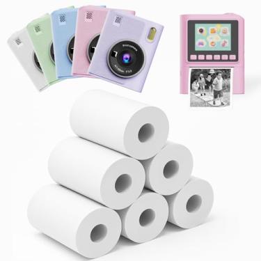 Imagem de 6 rolos de papel para impressão de câmera instantânea, refil de rolo de papel de impressão de foto HD com a maioria das câmeras de impressão instantânea para crianças, livre de BPA (5,7 x 2,5 cm)