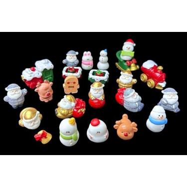 Imagem de Conjunto de boneco de neve em miniatura, enfeites de mini estatuetas de resina de Natal, enfeites de árvore de sino de Natal para fazer garrafas faça você mesmo, decoração de artesanato de paisagem de