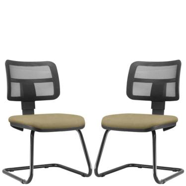 Imagem de Kit 02 Cadeiras De Escritório Fixa Zip L02 Suede Bege