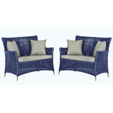 Imagem de 2 Sofás área Externa Igapó Alumínio Fendi Corda Náutica E3 Azul