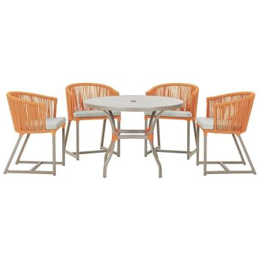 Imagem de Mesa Com 4 Cadeiras E Noronha Estofado 3 Trama Original Terra Cota