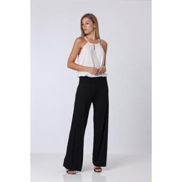 Imagem de Calça Pantalona Reta Malha Cós Alto Preta - GG - Veste do 46 ao 48-Feminino