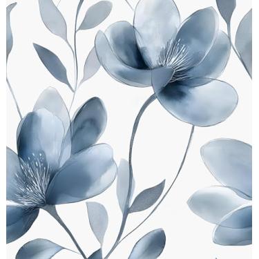Imagem de Laatse Papel de parede floral descasque e cole flores leves 44,5 cm x 299,7 cm papel de contato aquarela moderno vinil impermeável autoadesivo papel de parede botânico para decoração de armário de