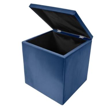 Imagem de Puff Baú Dobrável com Tampa 33x33x40cm – Caixa Organizadora Multiuso Colorida(Azul)