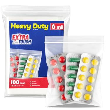 Imagem de Bolsa de armazenamento resistente com zíper e fechadura, poliéster reutilizável de 6 mil, parte superior com zíper, bolsa de plástico, sacos plásticos pequenos para freezer, acessórios, kit de costura