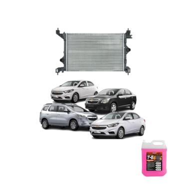Imagem de Kit Radiador GM Cobalt Spin Prisma Onix 2012 a 2017 + Aditivo Rosa 5 Litros
