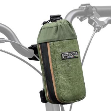 Imagem de ROCKBROS Suporte de garrafa de bicicleta para bolsa de guidão de bicicleta com pneus reciclados e Tyvek adequado para cruzador, scooter, montanha, bicicleta de estrada, cadeira de rodas