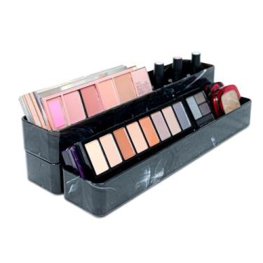 Imagem de Best Kept | Organizador de despensa | Plástico | Prateleiras de chuveiro | Organizadores de pincéis de maquiagem | Bandejas de mármore cinza escuro de 3 peças