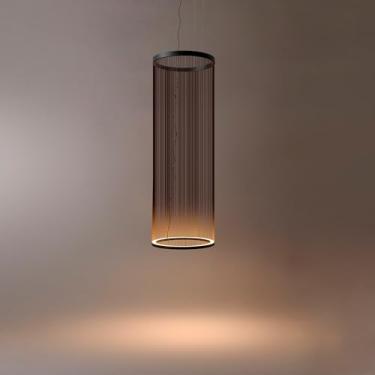 Imagem de HEYAN Luminária Pendente Grande Estilo Boho, Redonda, De Vime, Feita À Mão, Com Cúpula Tecido, Para Ambientes Residenciais E Decoração (D37,5 Cm X A112 Cm)