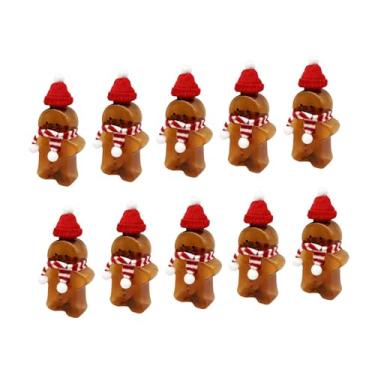 Imagem de Fenteer Conjunto de 10 Garrafas de Natal em Formato de Homem de Gengibre para Bebidas - Recipiente para Bebidas - Pote de Desenho Animado Fofo para, Marrom