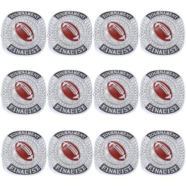 Imagem de CHXIXUE Anéis de campeonato de futebol tamanho 8 a 14, anel finalista de futebol, bola esportiva, presente de prêmio para vencedor do torneio ou campeão da liga, size 10, Zinco, 1