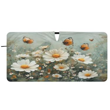 Imagem de Blueangle Aquarela Meadow Daisies Para-brisa Para-brisa - 149.9 cm x 76.2 cm Dobrável Carro Frontal Protetor Solar Blocos Raios UV Viseira de Sol (704)