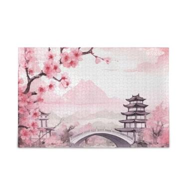 Imagem de WELLDAY Quebra-cabeça paisagem flor rosa 500 peças grande jogo de arte para adultos adolescentes