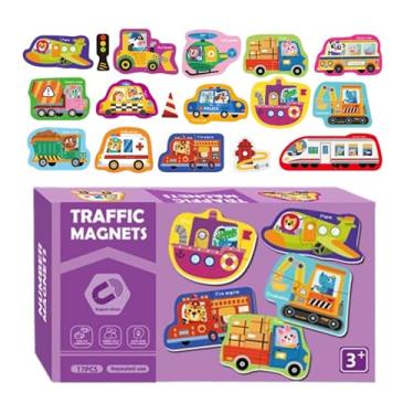 Imagem de Quebra-Cabeças Magnéticos para Crianças - Quebra-Cabeças Magnéticos De Classificação | 17 Peças Temático Trânsito Para Aprendizagem - Para Crianças 3-6 Anos Viagem Avião Jardim De Infância