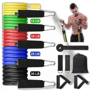 Imagem de Kit 11 Elásticos Academia Treino Yoga Flexibilidade E