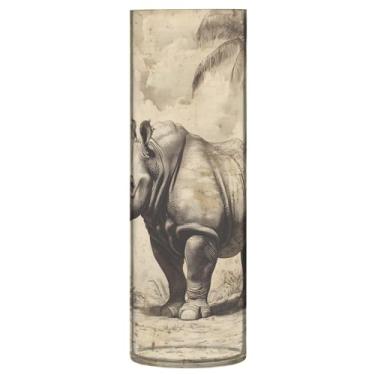 Imagem de JUZIHAI Vaso de rinoceronte para flores 9,9 cm x 30 cm Cilindro de plástico moderno vaso de flores para centro de mesa de casamento decoração de casa