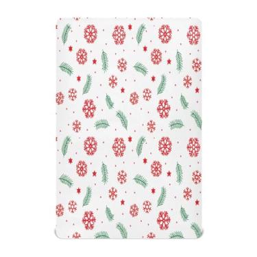 Imagem de Qilmy Lençóis de berço de Natal de flocos de pinheiro, macio, respirável, de microfibra elástica, lençol com elástico para meninos e meninas, lençol de baixo com elástico para meninos e meninas, 132 x