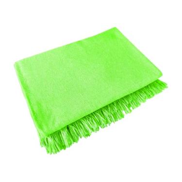 Imagem de Manta Para Sofá Grande Algodão com Franjas Decorativas – Cobertura Elegante para Sofá de 2 a 3 Lugares Manta Capa Luxuosa para Sala e Cama (VERDE NEON)