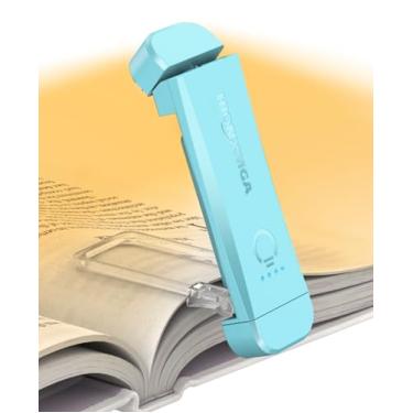 Imagem de Luz de Leitura de Livros HIONXMGA, Luminária de livro, Toque silencioso, Leitura na Cama, Clipe Recarregável, 3 cores Âmbares, 7 LEDs, Regulação Precisa, Leitura Noturna, Azul