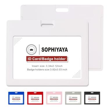 Imagem de SOPHIYAYA Pacote com 6 porta-crachá de identificação horizontal deslizante – capa de plástico rígido protege cartões de crédito para escritório, fábrica, professores, estudantes (branco)